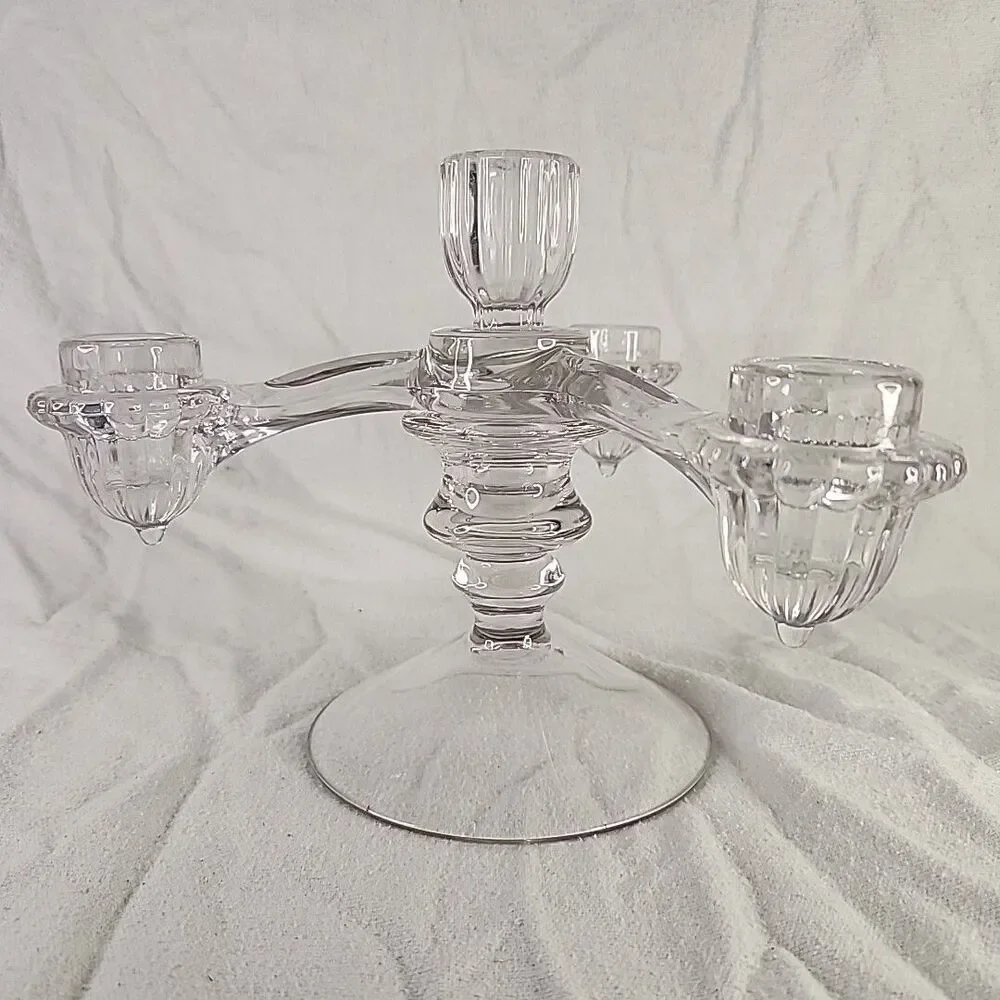 Candelabra Crystal 3 Arm CANDLE HOLDER Holiday CENTERPIECE 2 Pcs No Candles